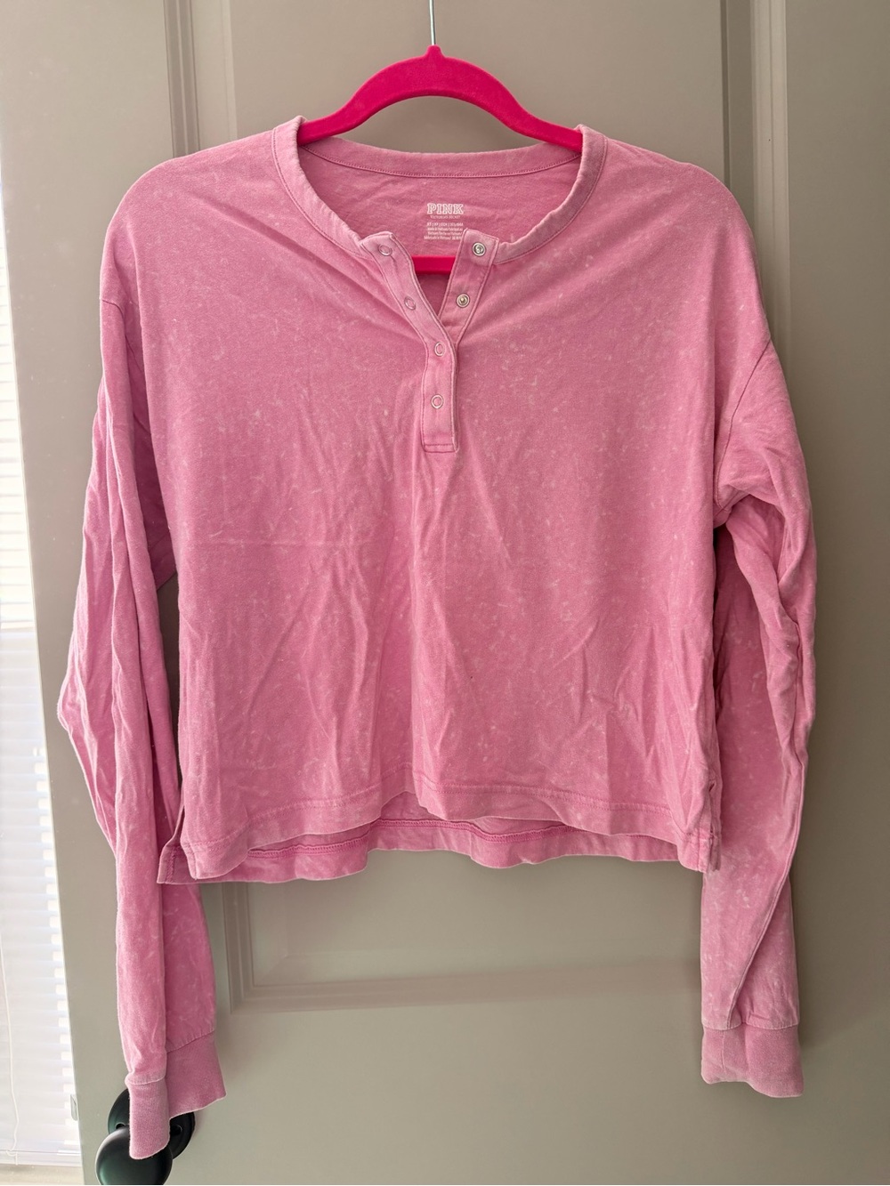 PINK Victoria's Secret Long-Sleeve Henley Top in Dusty Pink